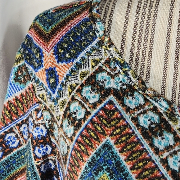 Bleeker & McDougal Multicolored Print Notched Neck w/ Bar Long Sleeve Top XLarge - Picture 3 of 7